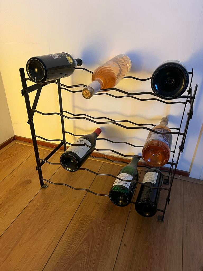 Vintage wijnrek van metaal, Huis en Inrichting, Woonaccessoires | Wijnrekken, Ophalen, Gebruikt, 25 flessen of meer, Metaal