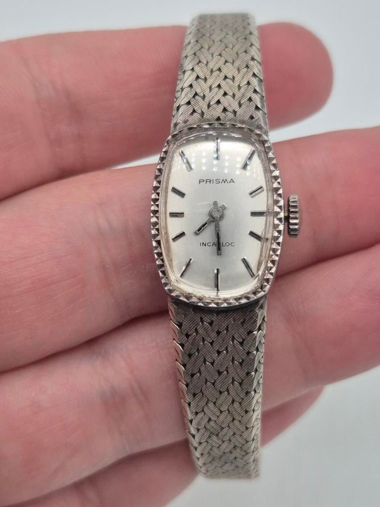 Mooie vintage zilveren Prisma horloge 835 zilver, Verzenden, Gebruikt, Zilver, Overige merken