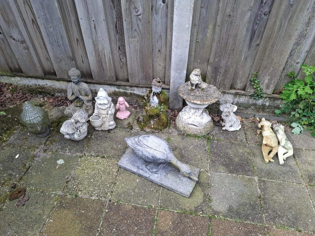 Diverse Stenen Tuinbeelden - Boeddha, Kabouter, Dieren, Ophalen, Gebruikt, Steen, Boeddhabeeld