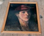 portret met rode hoed, 40x47cm, Ophalen of Verzenden