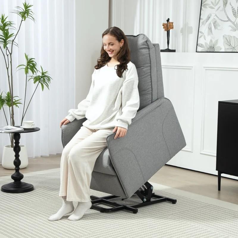 Elektrische Sta-op Relaxfauteuil - Grijs Stof tv stoel, 125 tot 150 cm, Modern, Comfort, Ergonomisch, Nieuw, Ophalen of Verzenden
