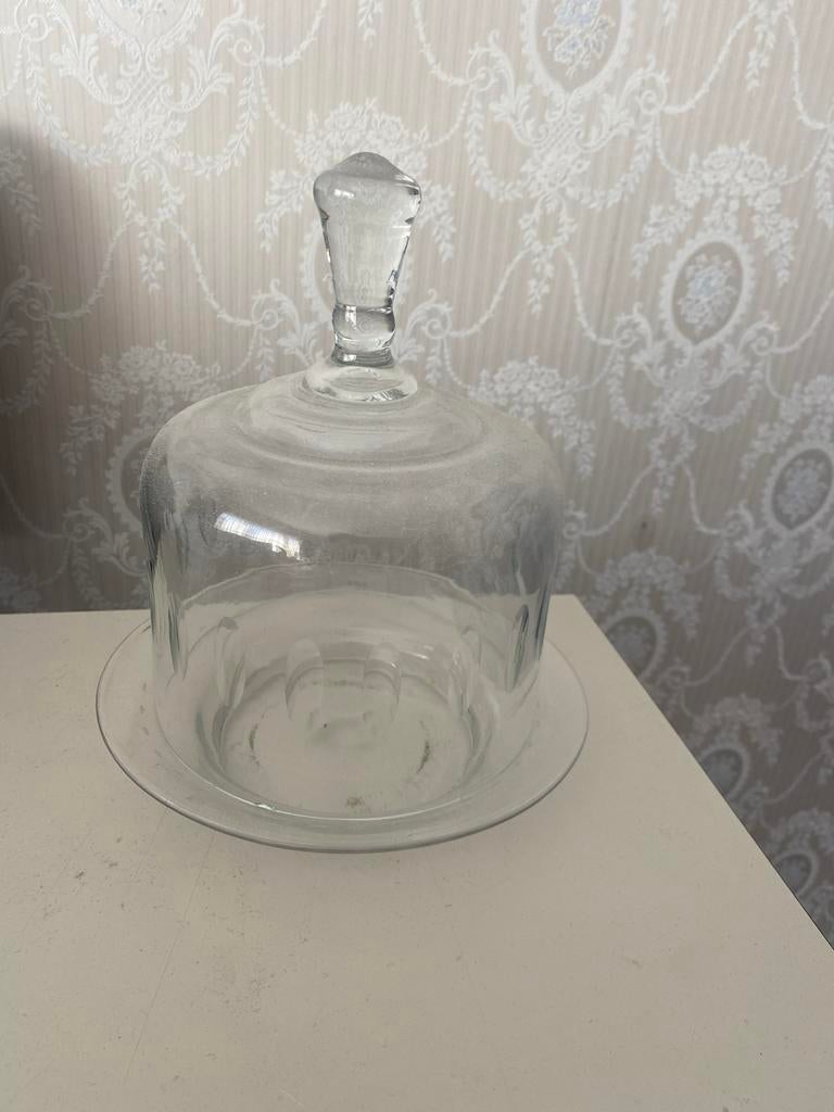 Glazen stolp met schotel - perfect voor decoratie, Ophalen of Verzenden