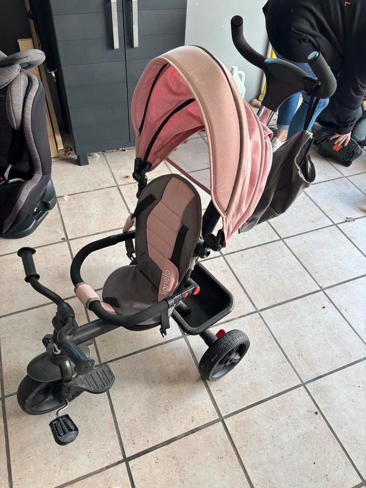 Kinder driewieler met duwstang - Roze/Grijs, Fietsen en Brommers, Fietsen | Kinderfietsjes, Gebruikt, Minder dan 16 inch, Ophalen of Verzenden