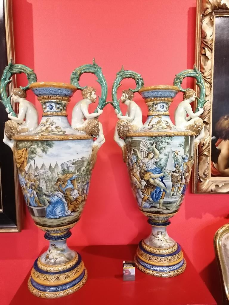 imposant 105 cm hoog antiek koppel Florence vazen, Ophalen