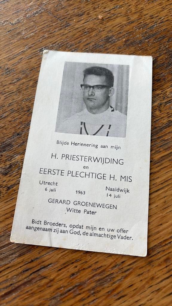 Prentje eerste mis witte pater, Ophalen of Verzenden, Kaart of Prent