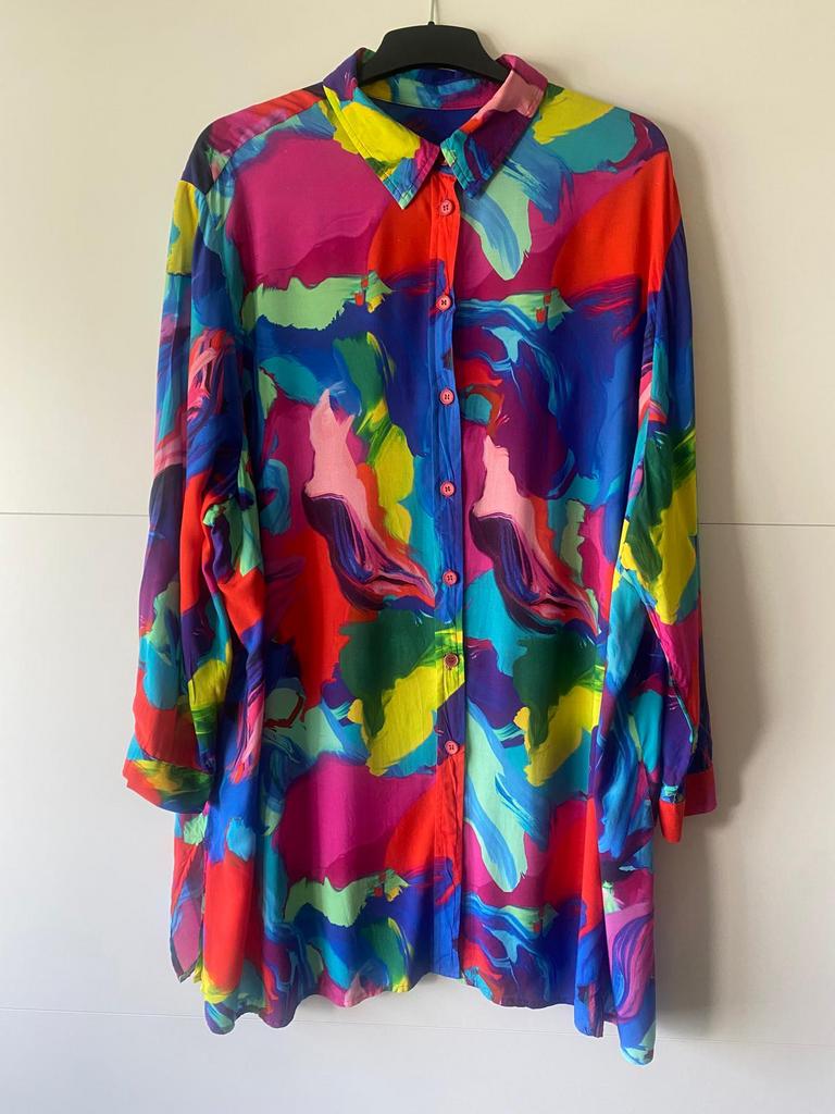 Mona Lisa Lange Blouse mt 56, Kleding | Dames, Grote Maten, Verzenden, Zo goed als nieuw, Blauw, Blouse of Tuniek