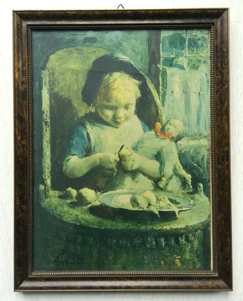 Prent naar schilderij Huismoedertje van Evert Pieters., Ophalen of Verzenden