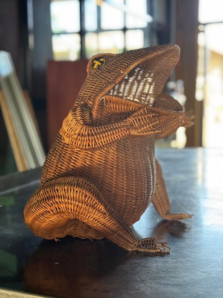 Vintage design Olivier Cajan tijdschriften mand, rotan 60s, Ophalen of Verzenden, Gebruikt