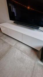 Witte tv-kast van Ikea met glasplaat, Huis en Inrichting, Kasten | Televisiemeubels, Gebruikt, 150 tot 200 cm, Ophalen of Verzenden