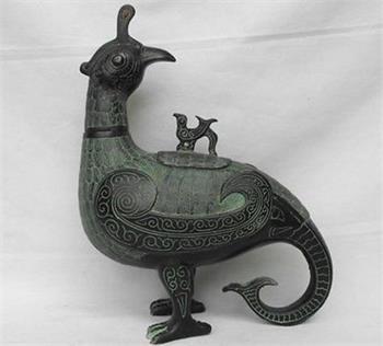 Bronzen pot, Vogel., Overige kleuren, Verzenden, Aardewerk of Porselein, Zo goed als nieuw