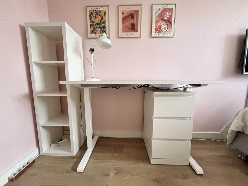 ZIT STA BUREAU ELECTRISCH  WIT 140X60 ALBEKA  SKY LINE HOME, Huis en Inrichting, Bureaus, Ophalen, Zit-sta bureau, Zo goed als nieuw