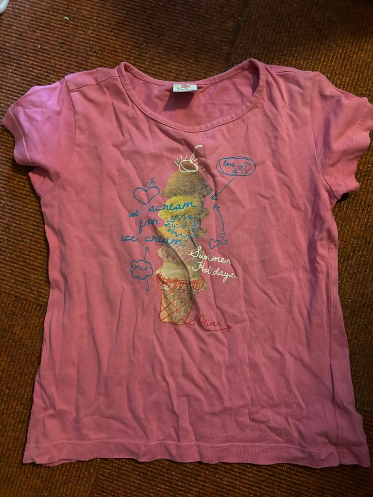 Roze shirt met ijsje S. Oliver in maat 116/122, Ophalen, Gebruikt, Meisje, Shirt of Longsleeve