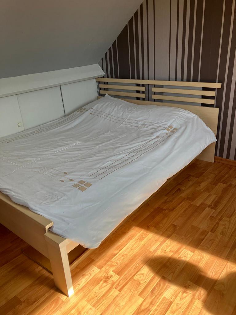 2 persoonsbed, Huis en Inrichting, Slaapkamer | Bedden, Ophalen, Gebruikt, Bruin, Tweepersoons