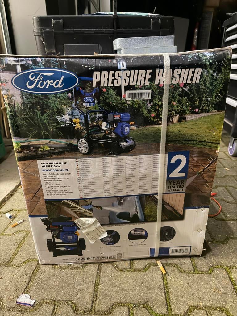 Ford Benzine Hogedrukreiniger 186 bar - Nieuw in doos, Tuin en Terras, Hogedrukreinigers, Nieuw, Benzine, Ophalen