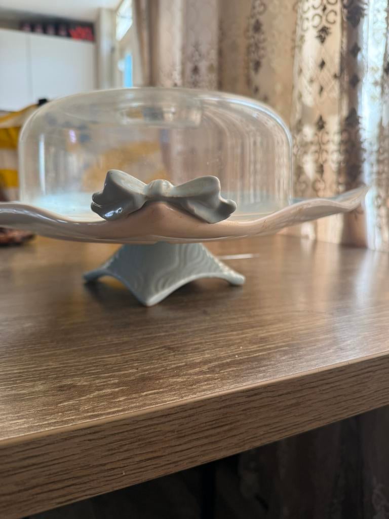 Taartschaal met kunststof deksel – decoratief en praktisch, Ophalen of Verzenden, Zo goed als nieuw