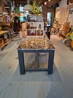 Unieke tafel stamtafel eettafel natuursteen blad, Overige materialen, Zo goed als nieuw, Modern, Uniek, Ambachtelijk, 150 tot 200 cm