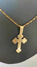 14 karaat massief gouden kruis 585 met halsketting 333, Sieraden, Tassen en Uiterlijk, Kettingen, Ophalen of Verzenden, Zo goed als nieuw