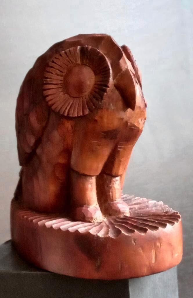 Art deco france houten uil houten beeld gesigneerd, Antiek en Kunst, Ophalen of Verzenden