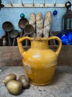 Zeldzame antiek franse kruik, confit geel glazuur, Ophalen of Verzenden