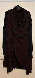 Cora Kemperman jurk, merinowol, bruin/zwart, maat L, Kleding | Dames, Ophalen of Verzenden, Zo goed als nieuw, Bruin, Onder de knie