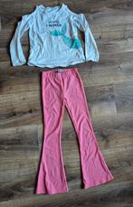 Raizsed set setje 140 legging flared roze wit shirt mouwen, Meisje, Ophalen of Verzenden, Zo goed als nieuw, Setje