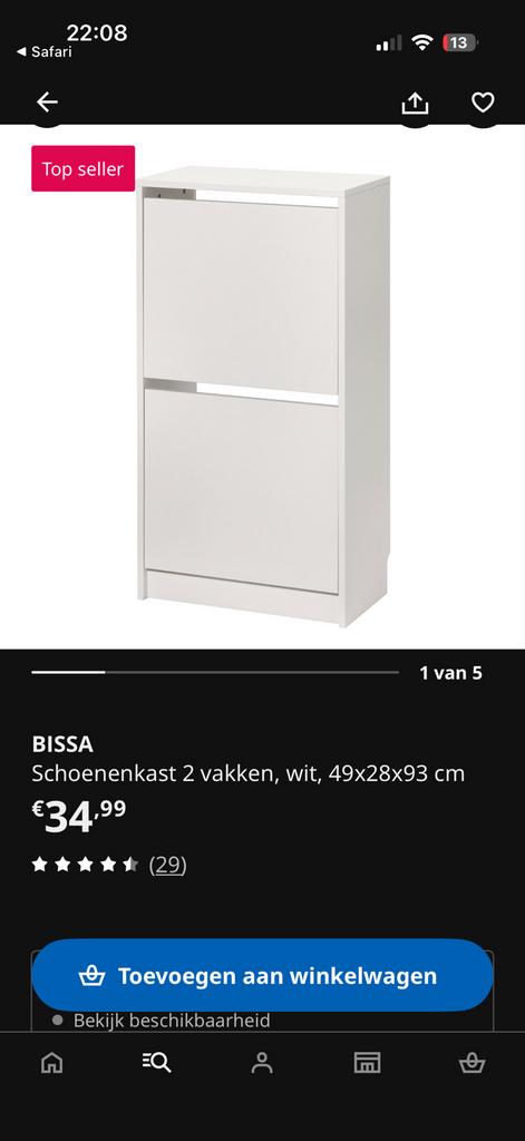 2x IKEA BISSA schoenenkast, wit, met lichte krasjes, Ophalen of Verzenden, Gebruikt