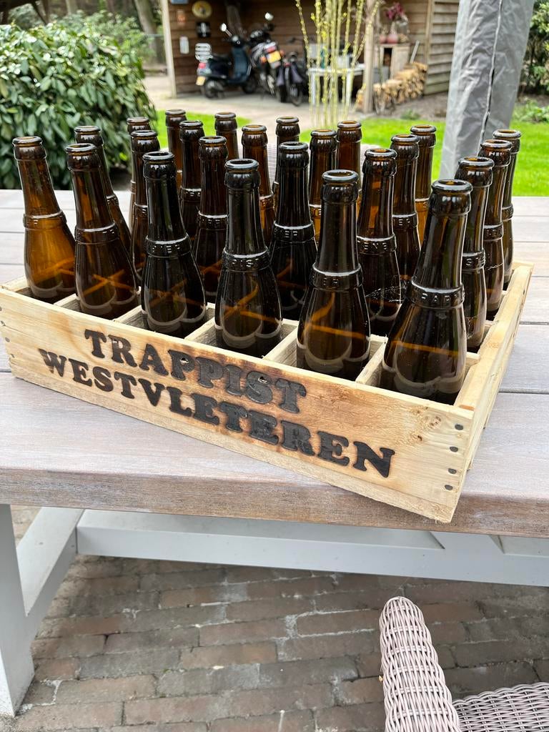 Houten krat Trappist Westvleteren met lege flesjes, Verzamelen, Ophalen, Gebruikt, Overige typen