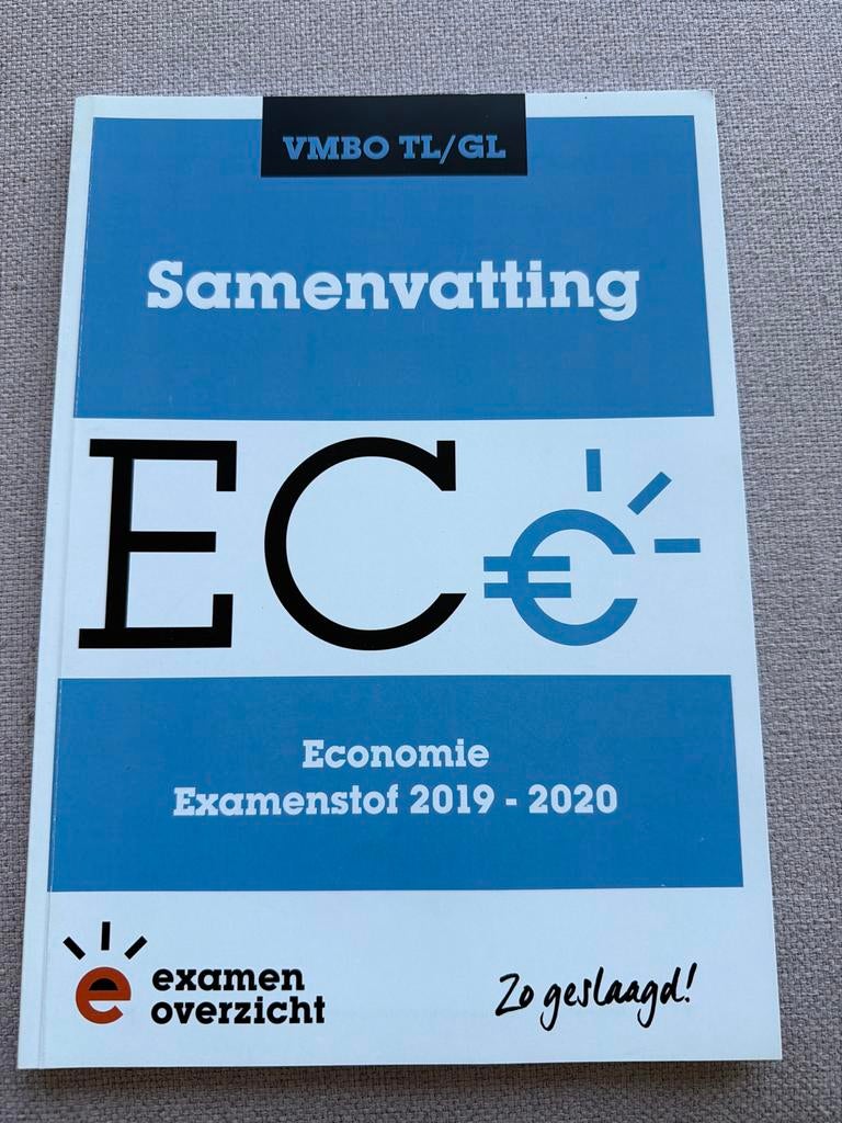Samenvatting Economie VMBO TL/GL Examenstof 2019-2020, Ophalen, Zo goed als nieuw, VMBO, Economie