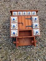 Vintage kruidenrek met keramische potjes en handdoekhouder, Ophalen, Gebruikt