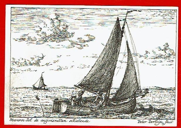 Staboren - Staverse Jol de ansjovisnetten schieternde - 1977, Verzamelen, Ansichtkaarten | Nederland, Gelopen, Friesland, 1960 tot 1980