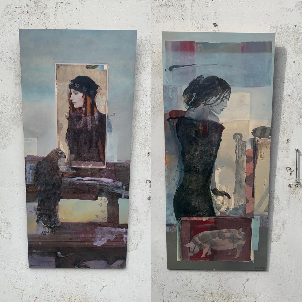 Schilderijen van E. Mange | Erik Mangelschots | 2 st, Antiek en Kunst, Kunst | Schilderijen | Modern, Ophalen