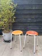 Industriële Schoolkrukken Pagwood zitting - Vintage jaren 70, Ophalen of Verzenden, Gebruikt, Hout