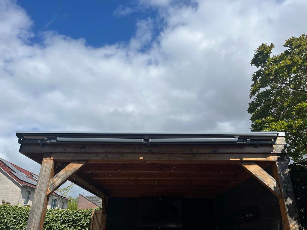 Zonnescherm lichtgrijs, Ophalen, Gebruikt, 150 tot 300 cm, 250 cm tot 450 cm