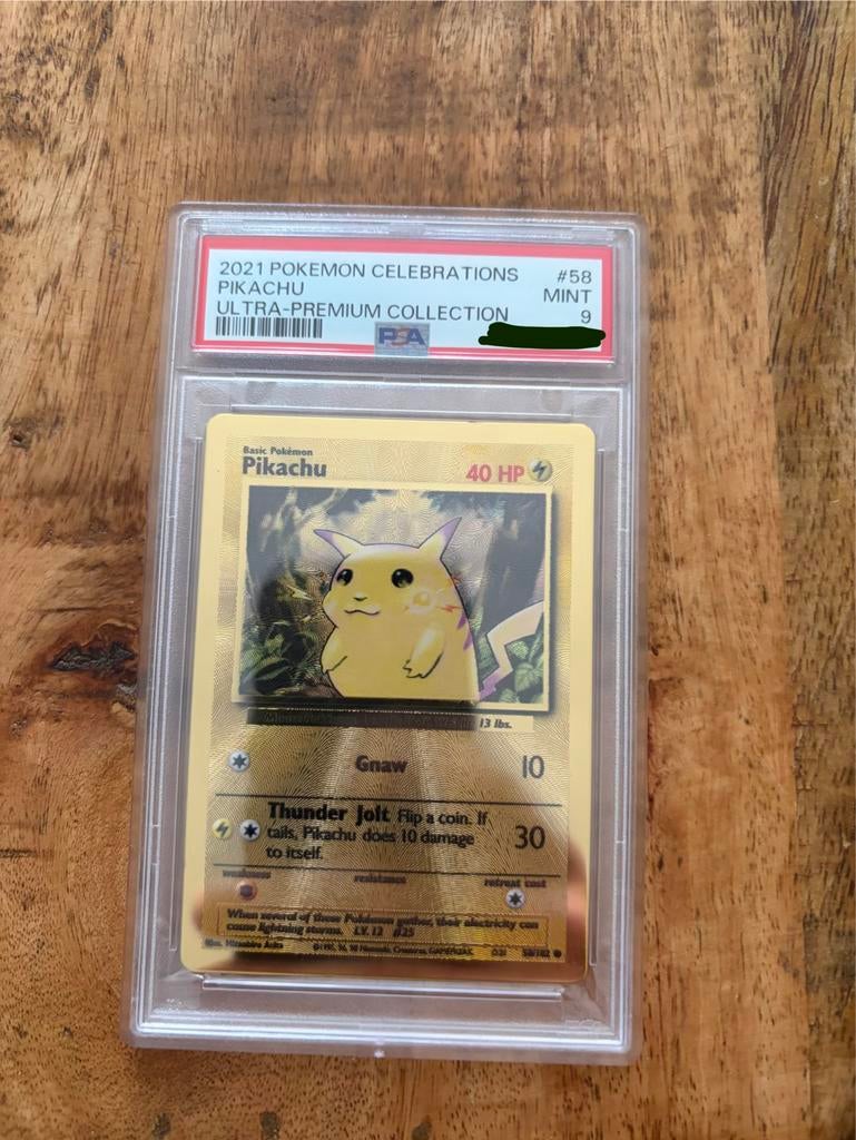 Pikachu Celebrations Ultra-Premium Collection PSA 9, Ophalen of Verzenden, Zo goed als nieuw, Losse kaart, Foil