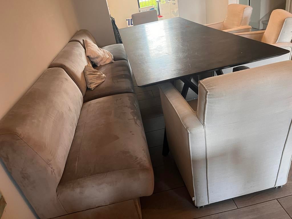 Complete Eetkamer Set: Tafel, 4 Stoelen & Design Lamp, Ophalen, Gebruikt, 4 tot 6 stoelen