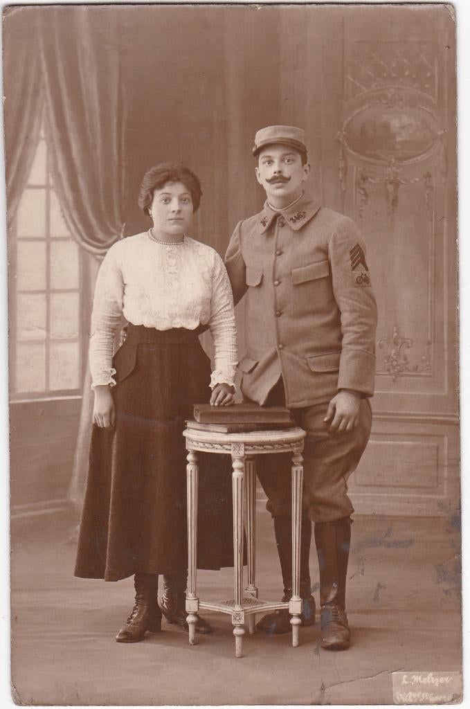 Antieke Foto 1915 - Franse Wielrijder (Cycliste) - WO1, Verzamelen, Verzenden, Landmacht, Overige gebieden, Embleem of Badge