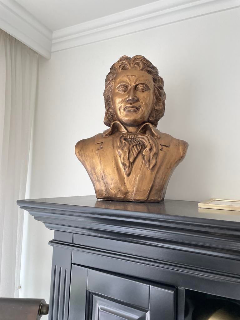 Groot goudkleurig boegbeeld in nieuwstaat, Antiek en Kunst, Ophalen, 50 - 100 cm, Gepatineerd, Overige materialen