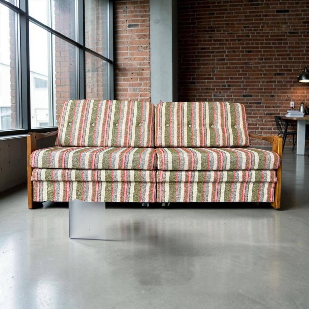 Vintage houten zetel / canapé / zetelbed, Antiek en Kunst, Ophalen