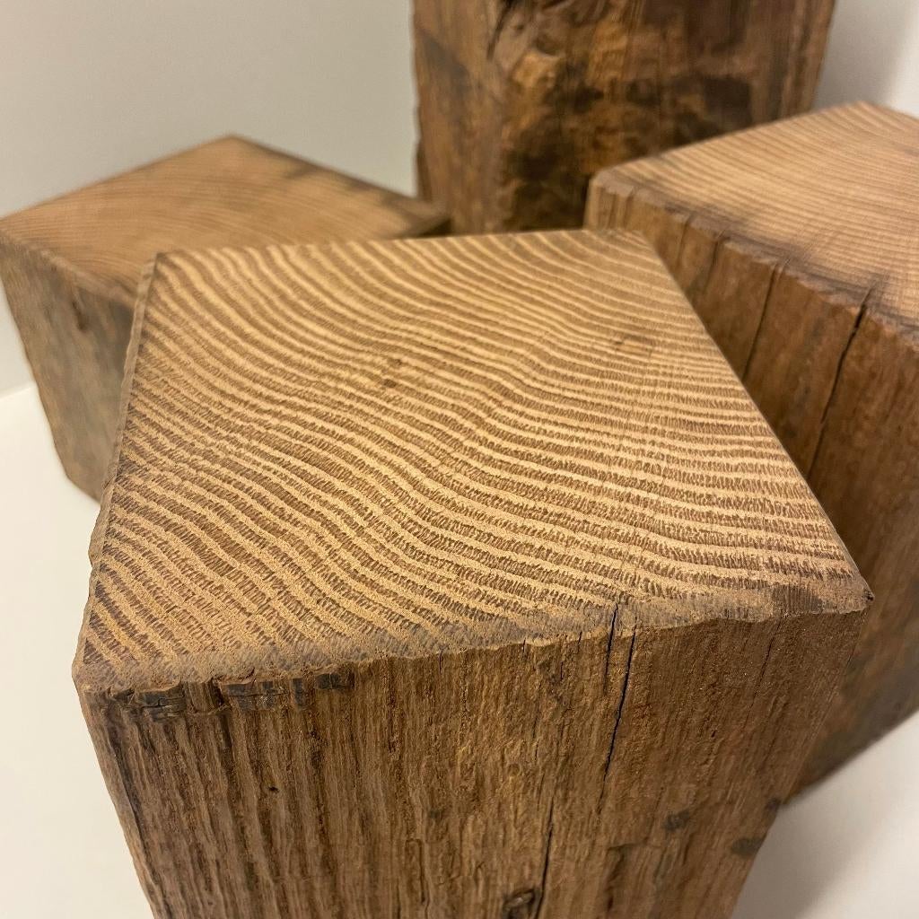 Handgemaakte 19e-eeuws eiken sokkels / zuilen – 14x14 cm, Huis en Inrichting, Woonaccessoires | Zuilen en Pilaren, Ophalen of Verzenden