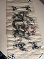 Aziatische draak vintage schilderij op rijstpapier chinees, Ophalen