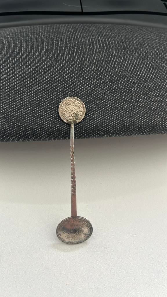 Set Zilverkleurige theelepels 10 cent en halve gulden, Verzamelen, Ophalen of Verzenden, Overige soorten, Nederland, Embleem of Badge