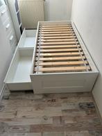 IKEA BRIMNES Eenpersoonsbed met opberglades, wit, 90x200 cm, Huis en Inrichting, Slaapkamer | Bedden, Ophalen, 90 cm, Eenpersoons