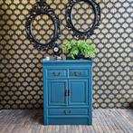 Leuk blauw houten kastje, Ophalen, Zo goed als nieuw