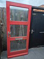 Hardhouten buitendeur. 92.5x211.5cm. Dubbelglas., Doe-het-zelf en Verbouw, Deuren en Horren, Ophalen, Gebruikt, Buitendeur, 200 tot 215 cm
