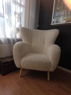 Crèmekleurige fauteuil met teddy stof, Ophalen, 75 tot 100 cm, Overige materialen, 75 tot 100 cm