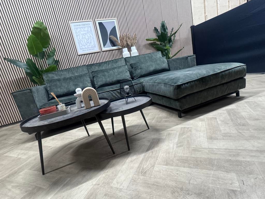 ZGAN Hippe Velvet Velours Hoekbank - Groen - 295 x 205, Huis en Inrichting, Banken | Bankstellen, 250 tot 300 cm, -, -, Hoekbank