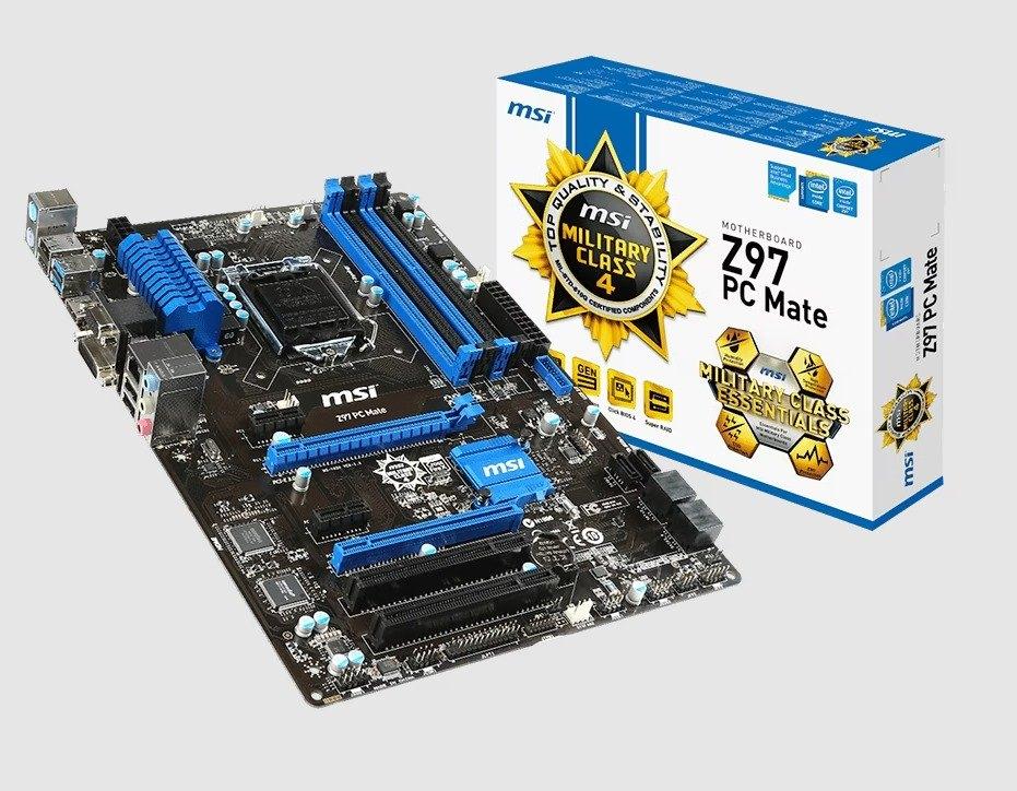 MSI Z97 PC Mate Moederbord, Computers en Software, Moederborden, DDR3, Ophalen of Verzenden, Zo goed als nieuw, LGA 1150
