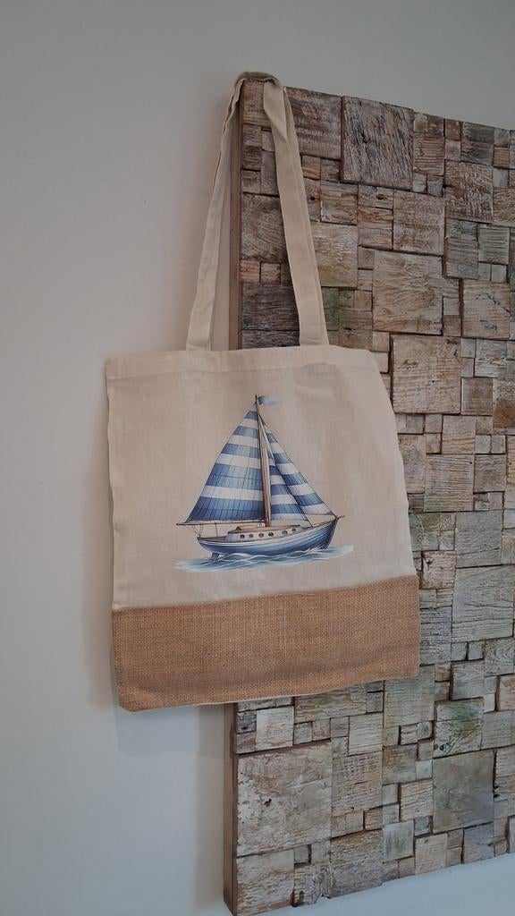 Leuk tasje met opdruk van boot, nautisch thema, Ophalen of Verzenden, Nieuw
