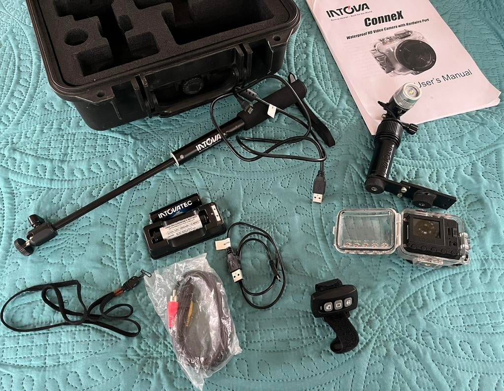 Intova Connex onderwater ‘gopro’ met onderwaterlamp en case, Ophalen of Verzenden, Zo goed als nieuw, GoPro