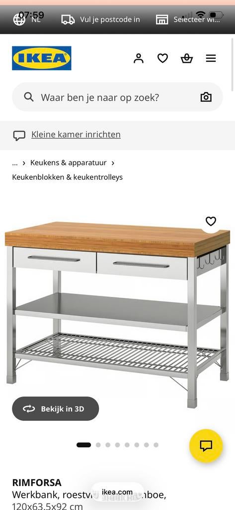 Keukenblok met lades en rek, inclusief besteklade, Gebruikt, 100 tot 150 cm, Bruin, Ophalen of Verzenden